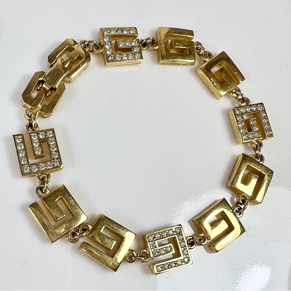 Givenchy Crystal & Gold Plated Logo Bracelet
